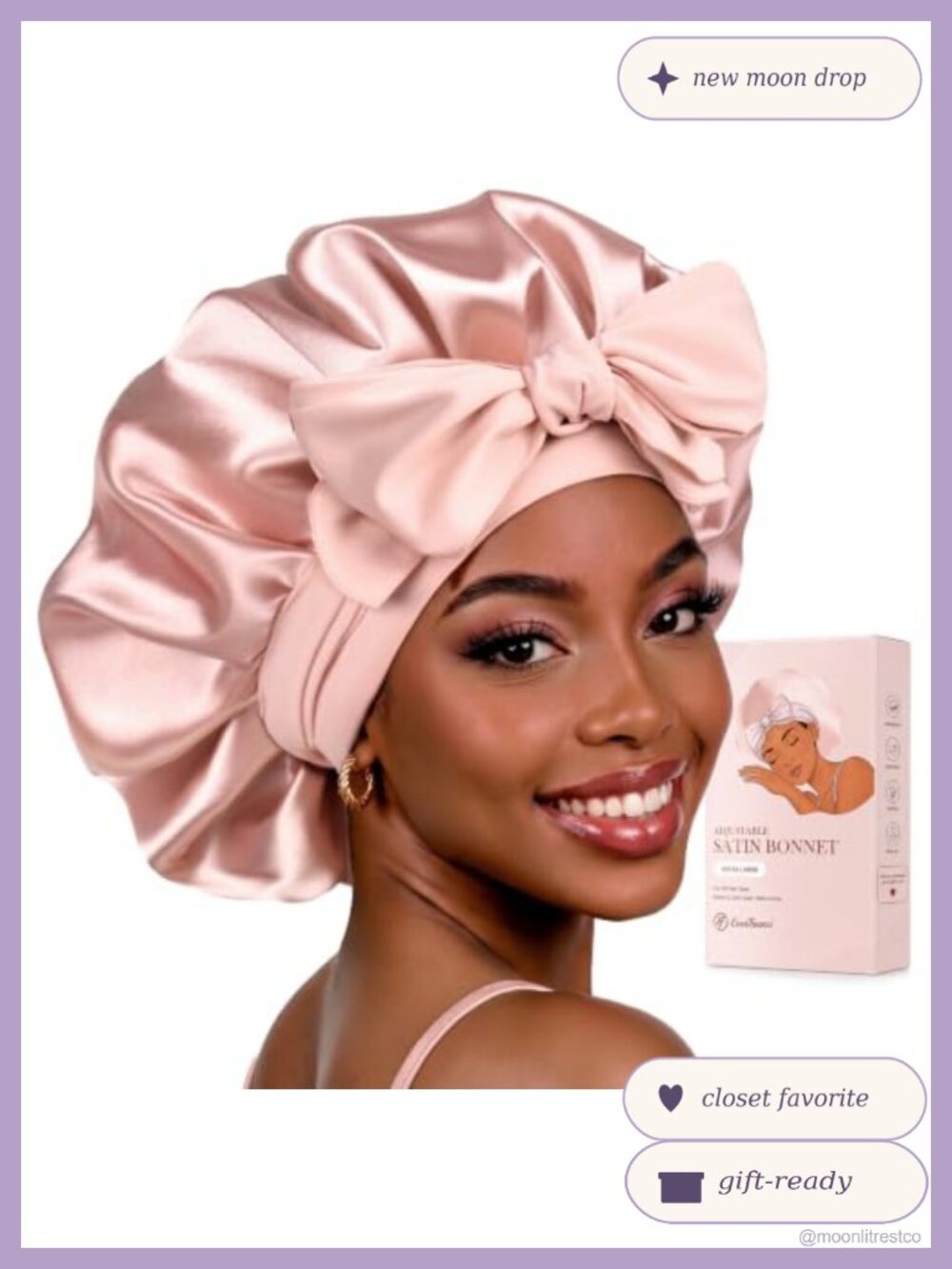 Double Layer Satin Hair Bonnet Sleep Cap Anti Frizz Adjustable Tie Band